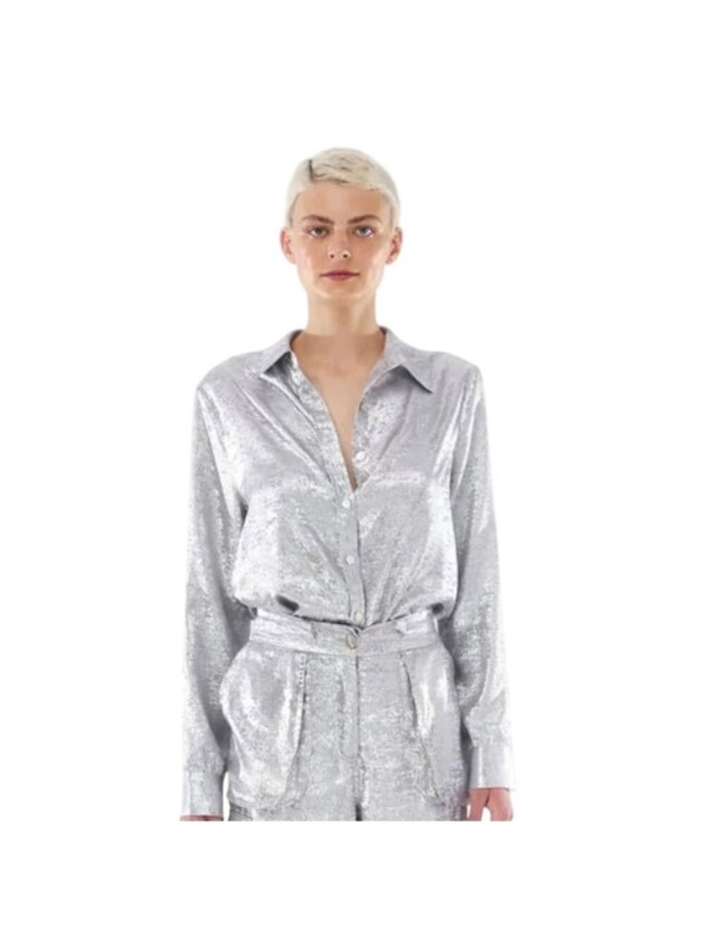 Le Superbe Glistening button front shirt NWT - Size 4